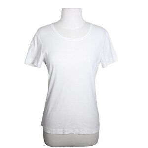 Saint James Womens 10 White Vintage Round Neck T Shirt Short Sleeve 100% Cotton
